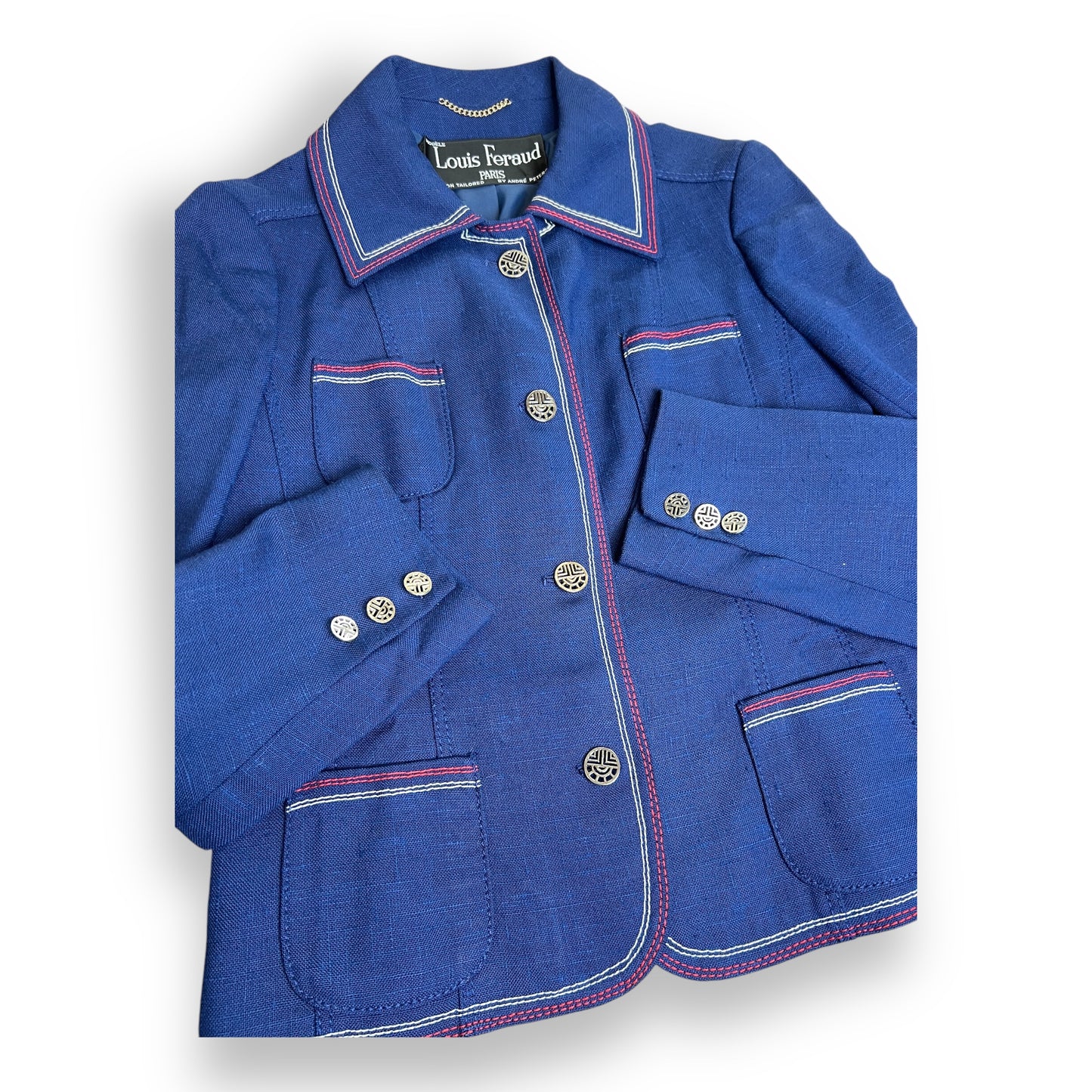 Louis Feraud Blue Linen Jacket 1960s