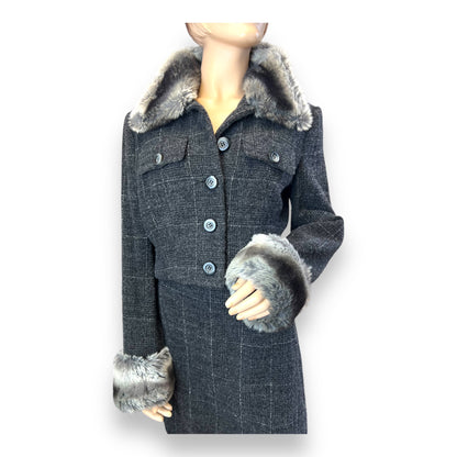 SportMax Fur Trimmed Wool Suit 1990s
