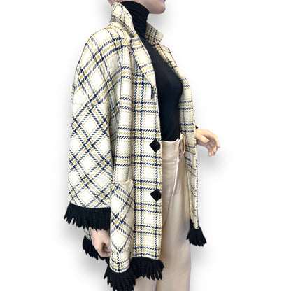 Checked Wool Coat with Fringe 1960s