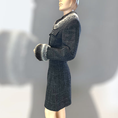 SportMax Fur Trimmed Wool Suit 1990s