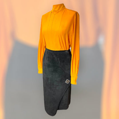 Jean Muir A-symmetrical Suede Skirt 1980s