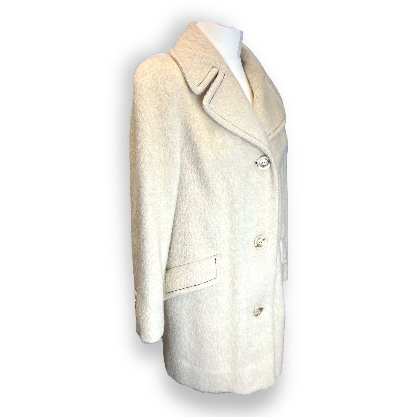 Cream Furry Wool Coat 1960s