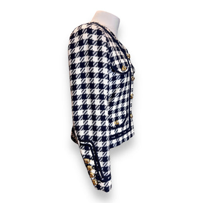 Escada Navy / Cream Houndstooth Jacket 1980s