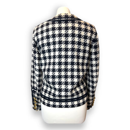 Escada Navy / Cream Houndstooth Jacket 1980s