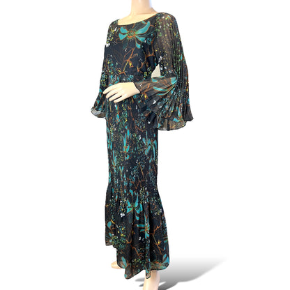 Frank Usher Boho Plissé Dress 70s