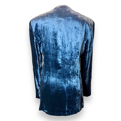 Mondi Blue Velvet and Gold Embroidered Jacket 1980