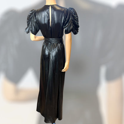 Black Liquid Satin Art Deco Dress 1930s