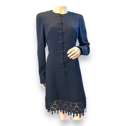 Valentino Miss V Fringed Wool Dress 1980s