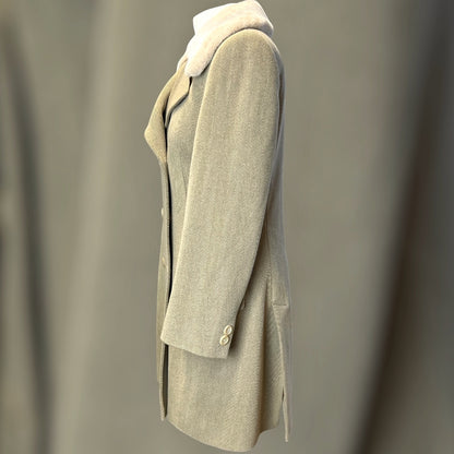 Nicole Farhi Herringbone Tweed Coat 1990s side view