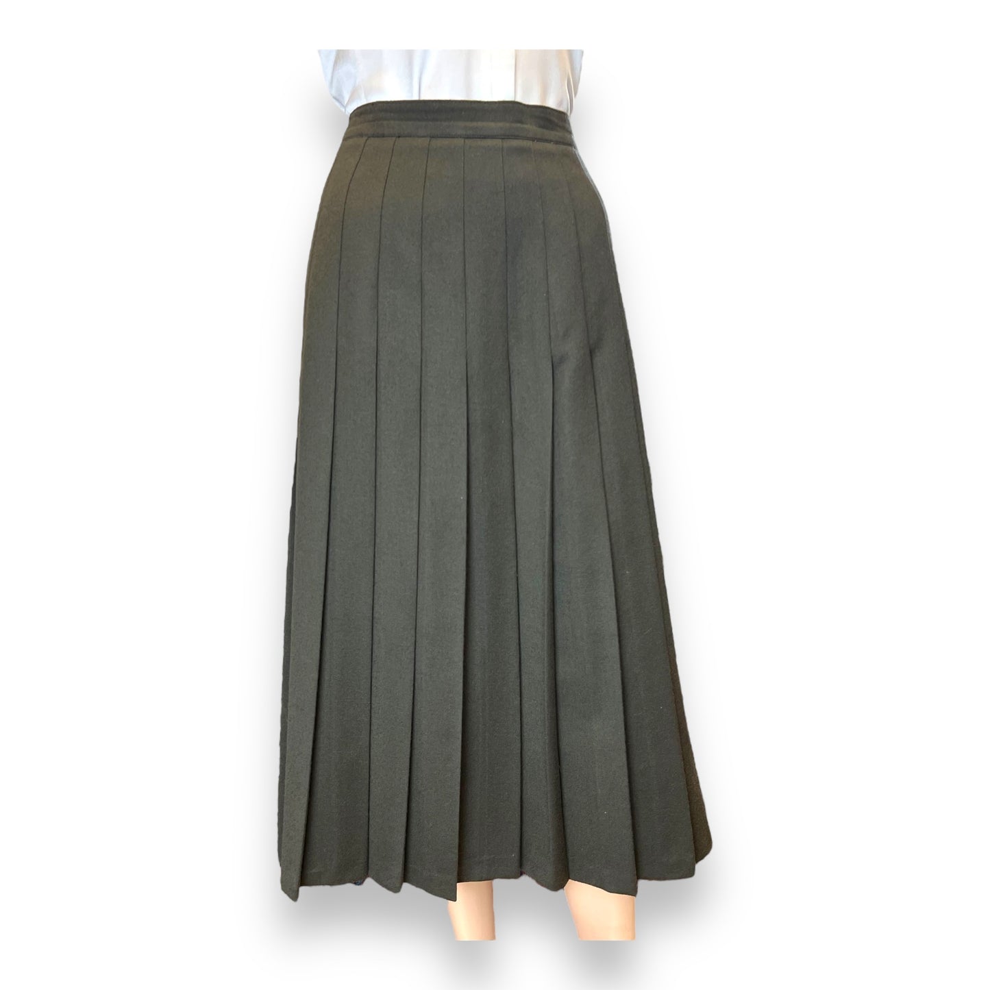 Betty Barclay Green Pleated Wool Skirt 1980s