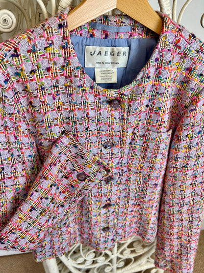 Jaeger Pink Boucle Jacket 1980s detail view