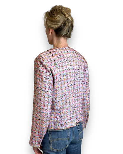 Jaeger Pink Boucle Jacket 1980s rear view