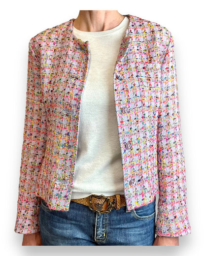Jaeger Pink Boucle Jacket 1980s front view
