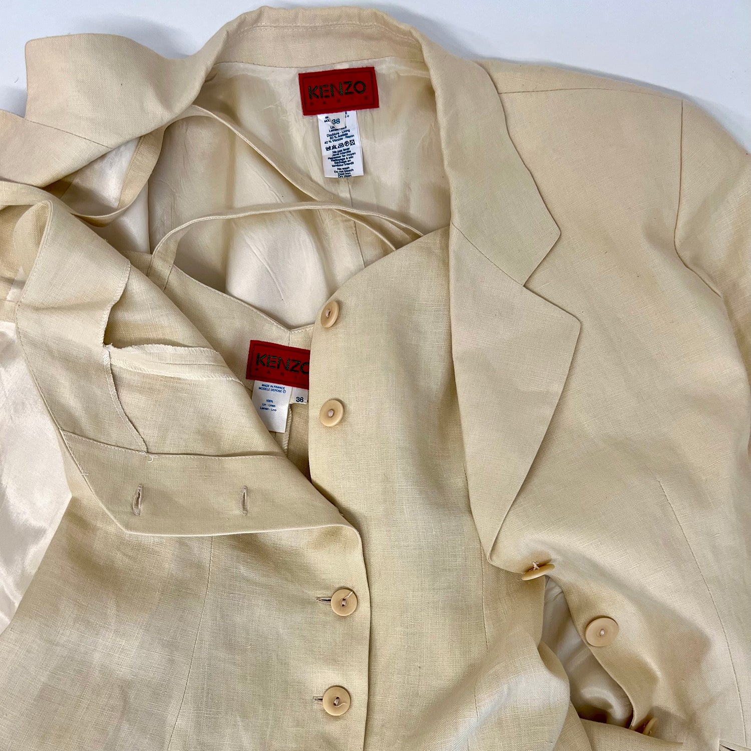 Kenzo linen backless dress and jacket detail
