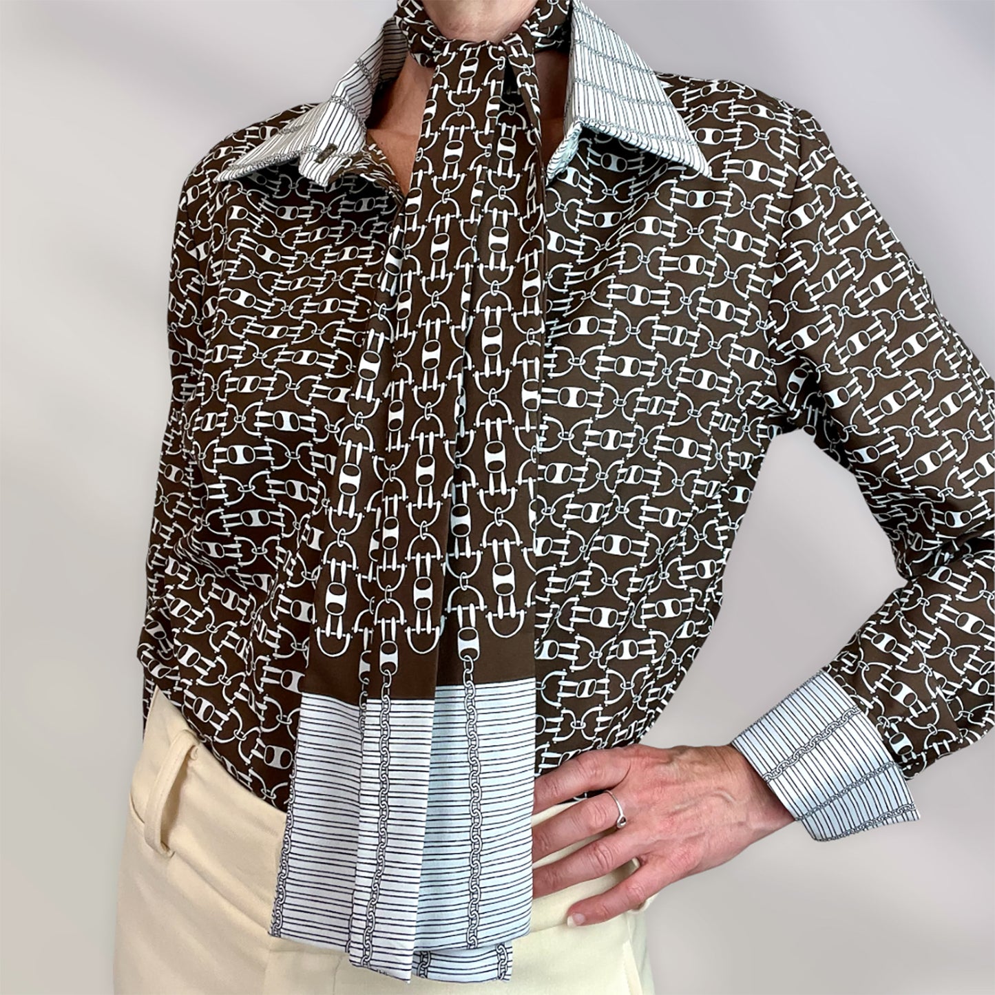 Lanvin 60's horsebit blouse with scarf