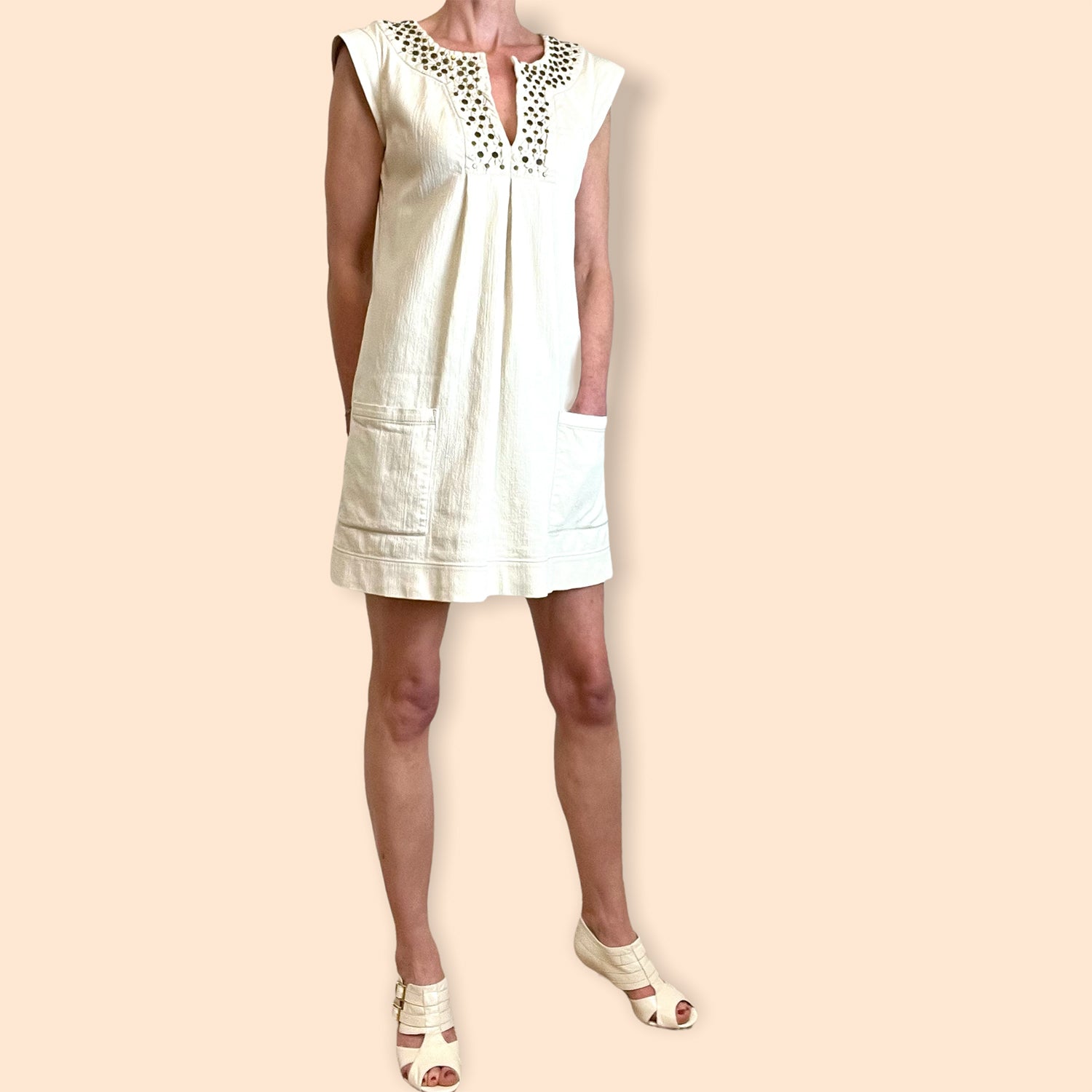 Diane Von Furstenberg studded linen dress
