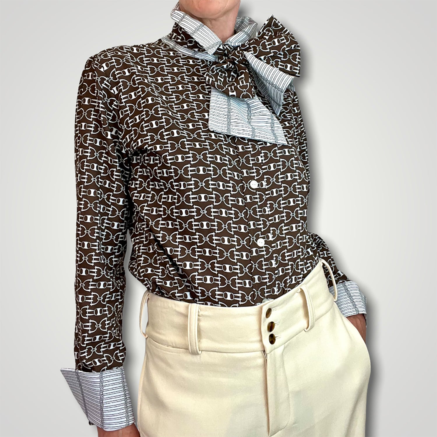 Lanvin 60's horsebit blouse with scarf