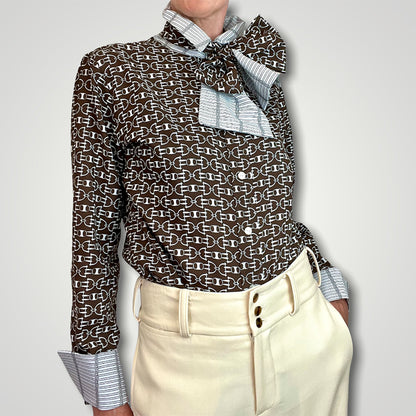 Lanvin 60's horsebit blouse with scarf