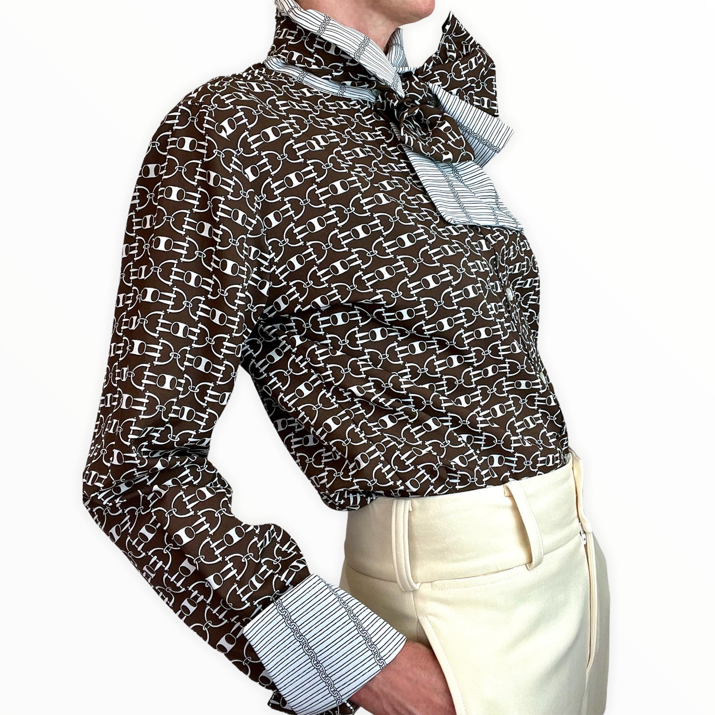 Lanvin 60's horsebit blouse with scarf side