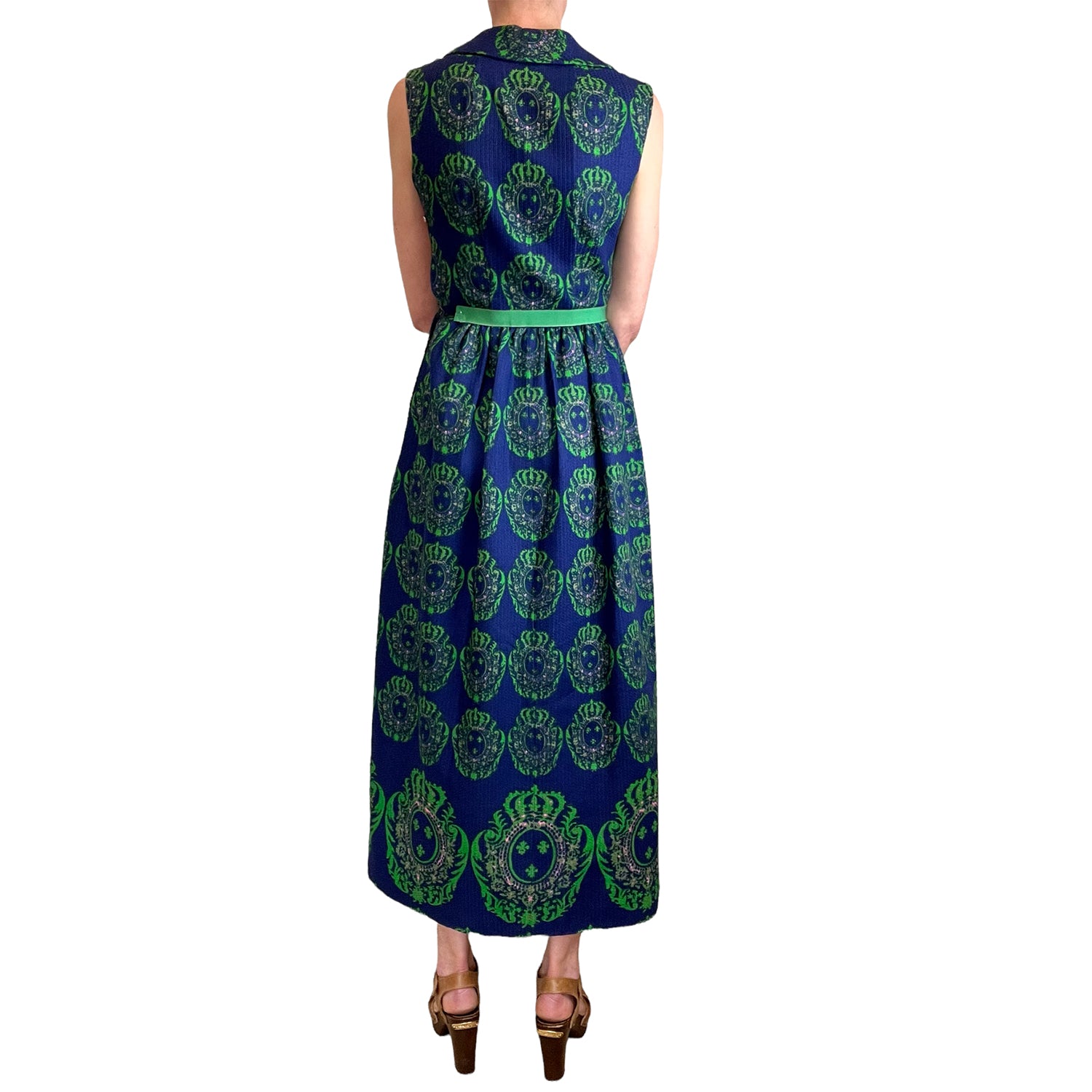 Jaeger London 60's blue/green maxi back