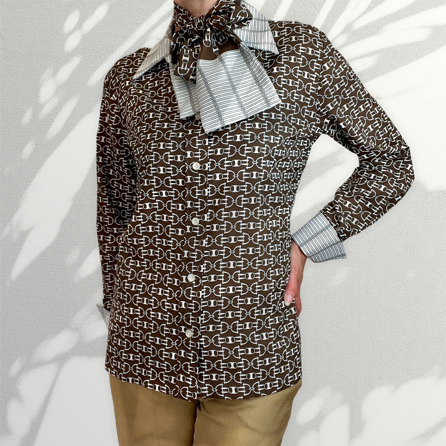 Lanvin 60's horsebit blouse with scarf front