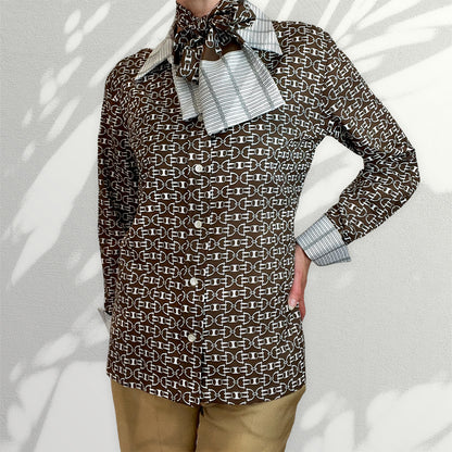 Lanvin 60's horsebit blouse with scarf front